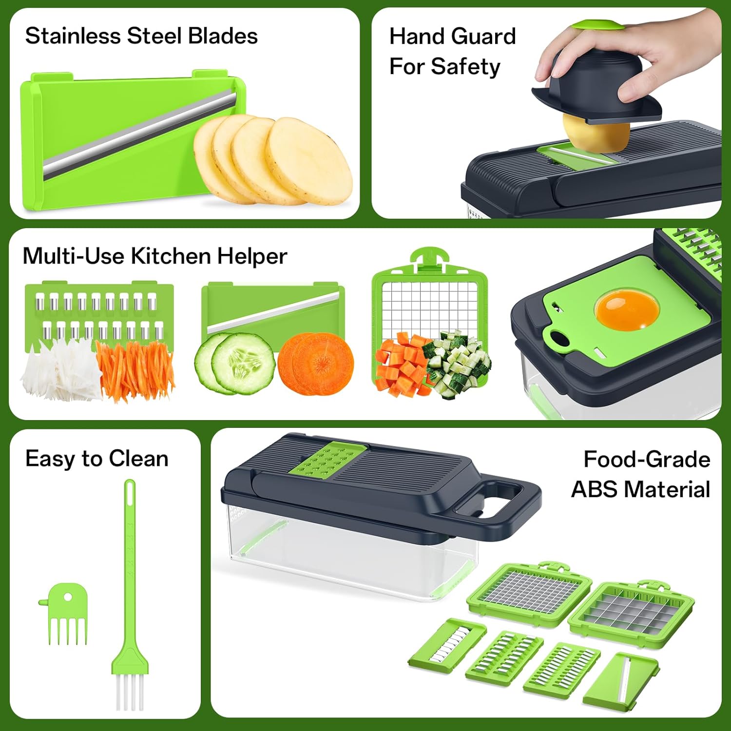 Vegetable Chopper, 12-in-1 Multi-Functional Vegetable Cutter Lid with Handle - with 7 Blades, Dicer, Slicer, Cutter, Julience, Cheese Grater - Kitchen Tools for Salad,Onion, Potato, and Carrot