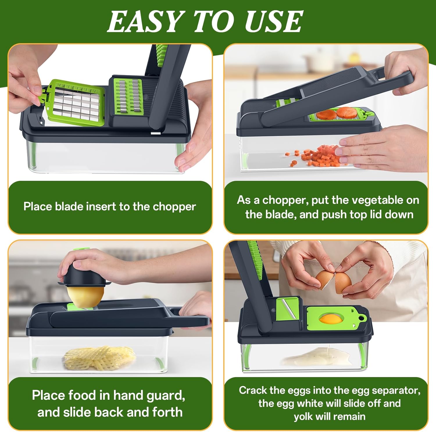 Vegetable Chopper, 12-in-1 Multi-Functional Vegetable Cutter Lid with Handle - with 7 Blades, Dicer, Slicer, Cutter, Julience, Cheese Grater - Kitchen Tools for Salad,Onion, Potato, and Carrot