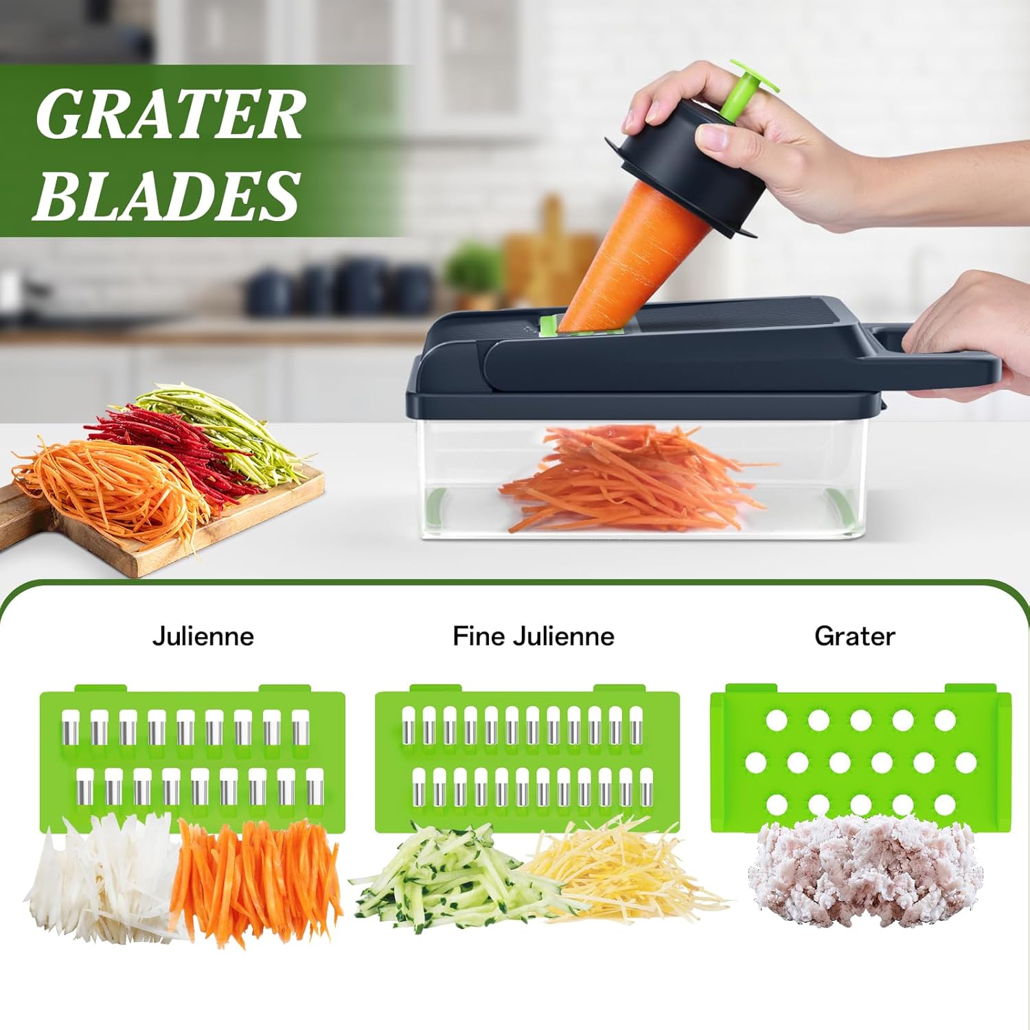 Vegetable Chopper, 12-in-1 Multi-Functional Vegetable Cutter Lid with Handle - with 7 Blades, Dicer, Slicer, Cutter, Julience, Cheese Grater - Kitchen Tools for Salad,Onion, Potato, and Carrot