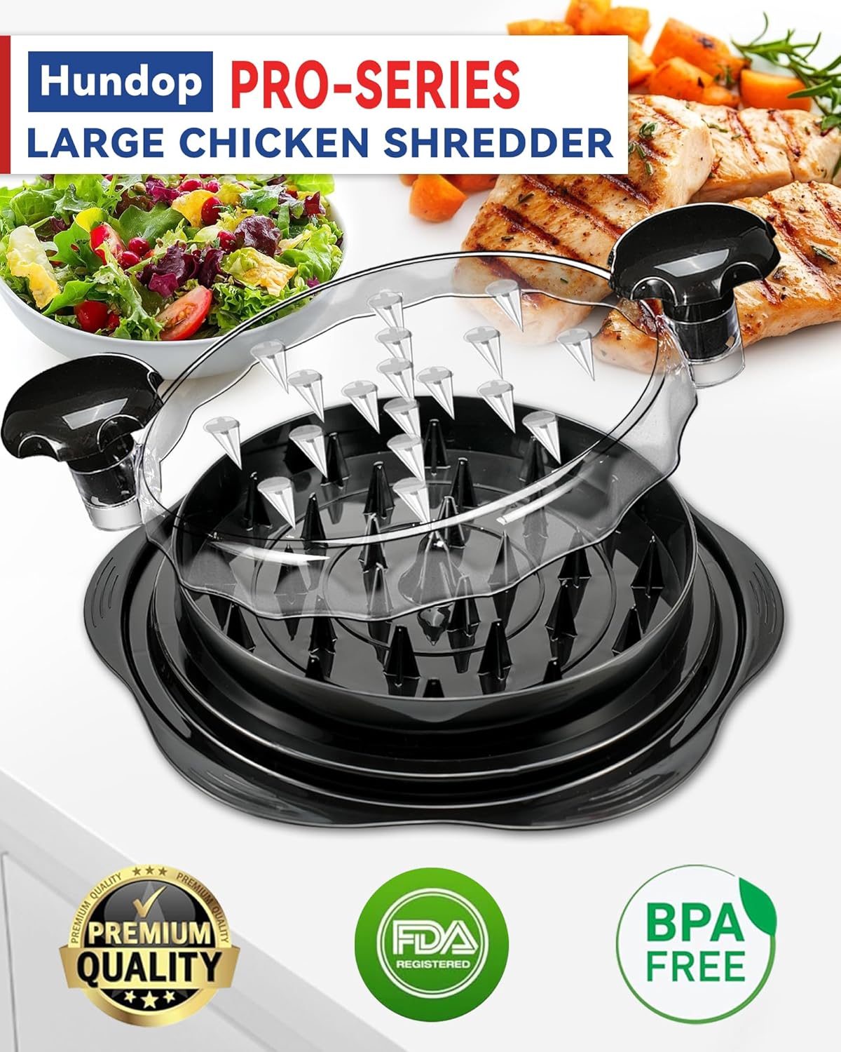 Chicken Shredder Tool Twist for Kitchen, Manual Chicken Breast Grinder Machine for Ground Food, Meat & Vegetables (Elegant Black)