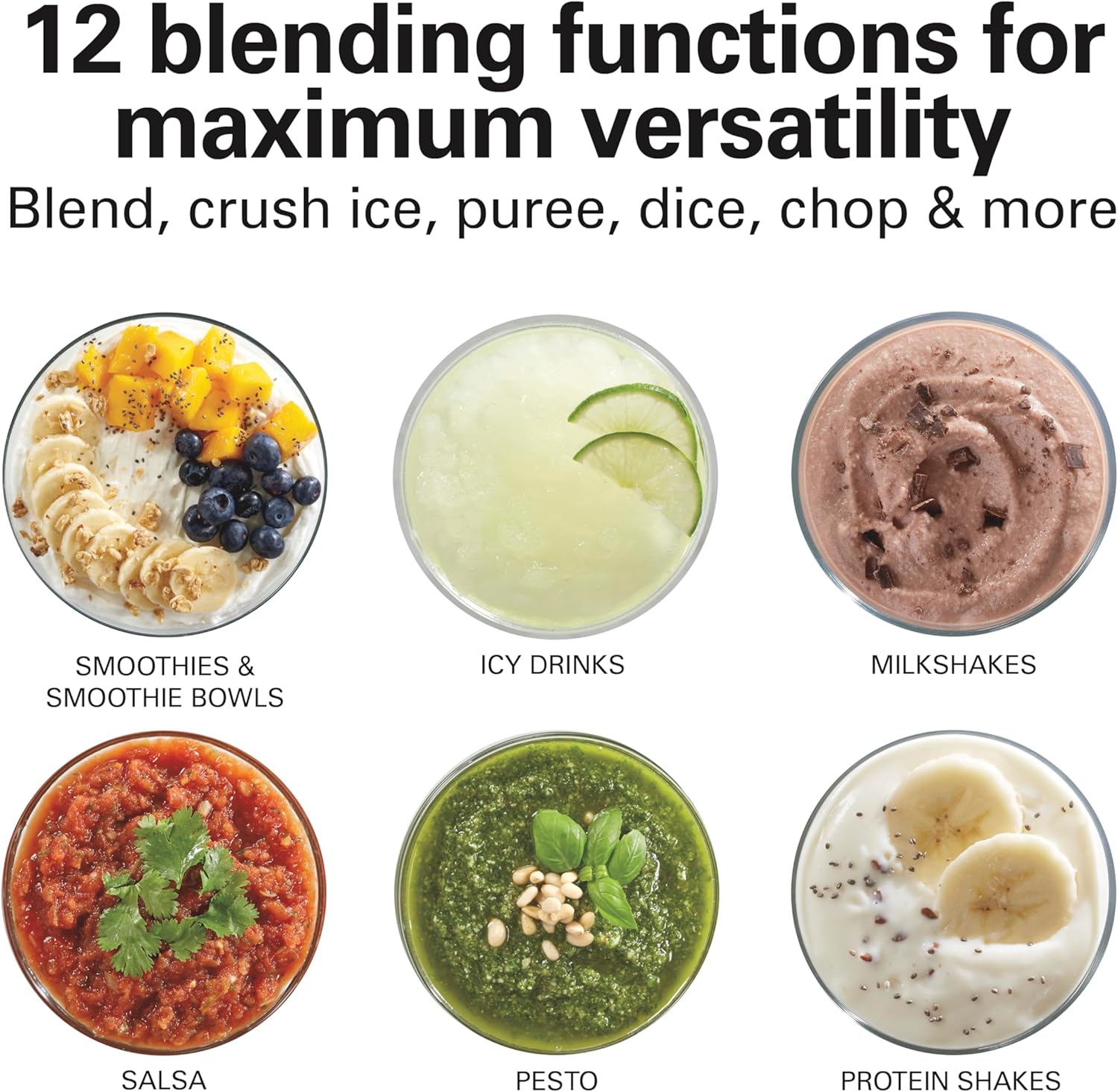 Hamilton Beach Power Elite Wave Action Blender For Smoothies, 40 Oz Glass Jar, 12 Functions Including Puree, Crush Ice, 700 Watts - Black (58148A)