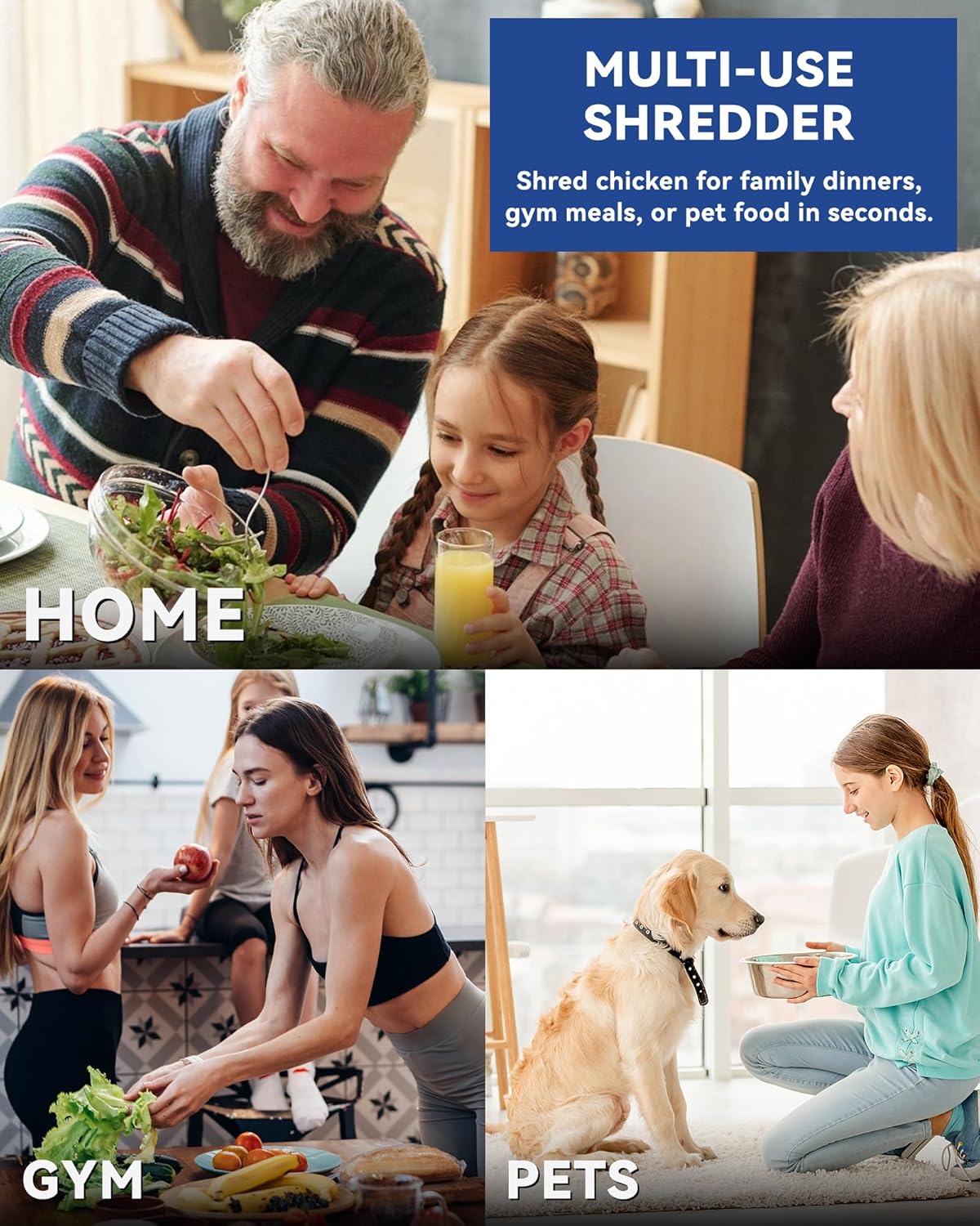 Chicken Shredder Tool Twist for Kitchen, Manual Chicken Breast Grinder Machine for Ground Food, Meat & Vegetables (Elegant Black)